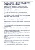Nutrition NDFS 100 BYU EXAM 2 BYU Questions And Answers&period;