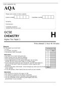 AQA GCSE CHEMISTRY 8462/1H Paper 1 Higher Tier June 2022 OFFICIAL QUESTION PAPER