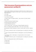 Title Insurance Exam&sol;questions and answers&sol;correct verified A&plus;