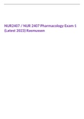 NUR2407 / NUR 2407 Pharmacology Exam 1 (Latest 2023) Rasmussen