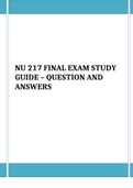 NU 217 FINAL EXAM STUDY GUIDE  QUESTION AND ANSWERS