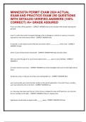 MINNESOTA PERMIT EXAM 2024 ACTUAL  EXAM AND PRACTICE EXAM 250 QUESTIONS  WITH DETAILED VERIFIED ANSWERS &lpar;100&percnt;  CORRECT&rpar; &sol;A&plus; GRADE ASSURED If your car drifts off the payment&colon; - 