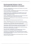 Environmental Science&colon; Unit 4&colon; Atmosphere Questions & Answers