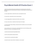 Psych&sol;Mental Health ATI Practice Exam 1 2023 with 100&percnt; correct answers