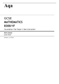Aqa GCSE MATHEMATICS  &lpar;8300&sol;1F&rpar; Foundation Tier Paper 1 Non-Calculator Mark Scheme June 2022 100&percnt; CORRECT&period;