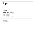 Aqa GCSE MATHEMATICS &lpar;8300&sol;3H&rpar; Higher Tier Paper 3 Calculator Mark Scheme June 2022 100&percnt; ORIGINAL&period;