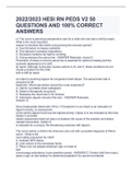2022&sol;2023 HESI RN PEDS V2 50 QUESTIONS AND 100&percnt; CORRECT ANSWERS