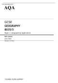 AQA GCSE GEOGRAPHY Paper 3 June 2022 FINAL MARK SCHEME>Geographical Applications