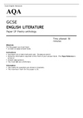 AQA GCSE ENGLISH LITERATURE Paper 1P June 2022 OFFICIAL QUESTION PAPER> Poetry anthology