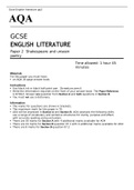 AQA GCSE ENGLISH LITERATURE Paper 2 June 2022 OFFICIAL QUESTION PAPER>Shakespeare and unseen poetry