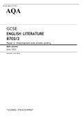 AQA GCSE ENGLISH LITERATURE Paper 2 June 2022 FINAL MARK SCHEME>Shakespeare and unseen poetry