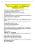 HESI RN MENTAL HEALTH HESI REVIEW - MULTIPLE CHOICE QUESTIONS AND CORRECT ANSWERS