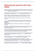 Marketing Exam Questions with Latest Update