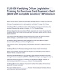 CLG 006 Certifying Officer Legislation Training for Purchase Card Payment - DAU &lpar;2023 with complete solution&rpar; 100&percnt;Correct&period;