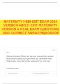 MATERNITY HESI EXIT EXAM 2024 VERSION A&sol;HESI EXIT MATERNITY VERSION A REAL EXAM QUESTIONS AND CORRECT ANSWERS&vert;AGRADE