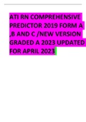 ATI RN COMPREHENSIVE PREDICTOR 2019 FORM A ,B AND C /NEW VERSION GRADED A 2023 UPDATED FOR APRIL 2023 