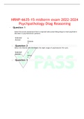 NRNP-6635-15 midterm exam 2022-2024 Psychpathology Diag Reasoning