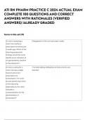 ATI RN PHARM PRACTICE C 2024 ACTUAL EXAM COMPLETE 100 QUESTIONS AND CORRECT ANSWERS WITH RATIONALES &lpar;VERIFIED ANSWERS&rpar; &vert;ALREADY GRADED