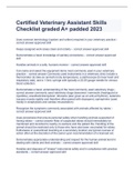 Certified Veterinary Assistant Skills Checklist graded A+ padded 2023