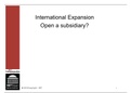 Entrepreneurial Sales-International Expansion Open a Subsidiary