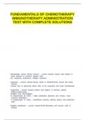 FUNDAMENTALS OF CHEMOTHERAPY IMMUNOTHERAPY ADMINISTRATION TEST WITH ALL ANSWERS