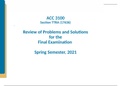 Baruch College, CUNY-ACC 3100 Section TTRA (17636) Review of Problems and Solutions for the Final Examination and Solutions to Class Exercises