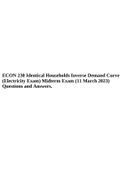 ECON 230 Identical Households Inverse Demand Curve (Electricity Exam) Midterm Exam (11 March 2023) Questions and Answers.