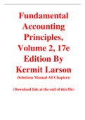 Fundamental Accounting Principles, Volume 2, 17e Edition By Kermit Larson (Solutions Manual)