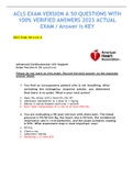 ACLS EXAM VERSION A 50 QUESTIONS WITH 100&percnt; VERIFIED ANSWERS 2023 ACTUAL  EXAM &sol; Answer is KEY