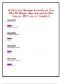 ALEKS Math Placement Exam Review &lpar;New 2024&sol; 2025 Update&rpar; Questions and Verified Answers&lowbar; 100&percnt; Correct&lowbar; Graded A