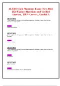 ALEKS Math Placement Exam &lpar;New 2024&sol; 2025 Update&rpar; Questions and Verified  Answers&lowbar; 100&percnt; Correct&lowbar; Graded A 