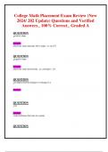 College Math Placement Exam Review &lpar;New 2024&sol; 202 Update&rpar; Questions and Verified Answers &lowbar; 100&percnt; Correct&lowbar; Graded A