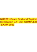 NUR211 Exam Oral and Topical Medication LATEST COMPLETE EXAM 2023