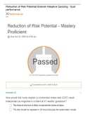  NURSING 152 Reduction of Risk Potential Elsevier Adaptive Quizzing - Quiz performance&period;