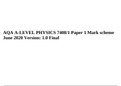 AQA A-LEVEL PHYSICS 7408/1 Paper 1 Mark scheme June 2020 Version: 1.0 Final.