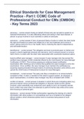Ethical Standards for Case Management Practice - Part I: CCMC Code of Professional Conduct for CMs (CMBOK) - Key Terms 2023
