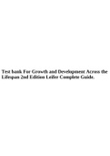 Test bank For Growth and Development Across the Lifespan 2nd Edition Leifer Complete Guide.