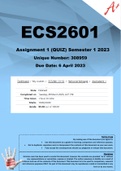 ECS2601 Assignment 1 (QUIZ) Semester 1 2023 (308959)