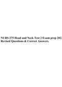 NURS 275 Head and Neck Test 2 Exam prep 2023 Revised Questions & Correct Answers.