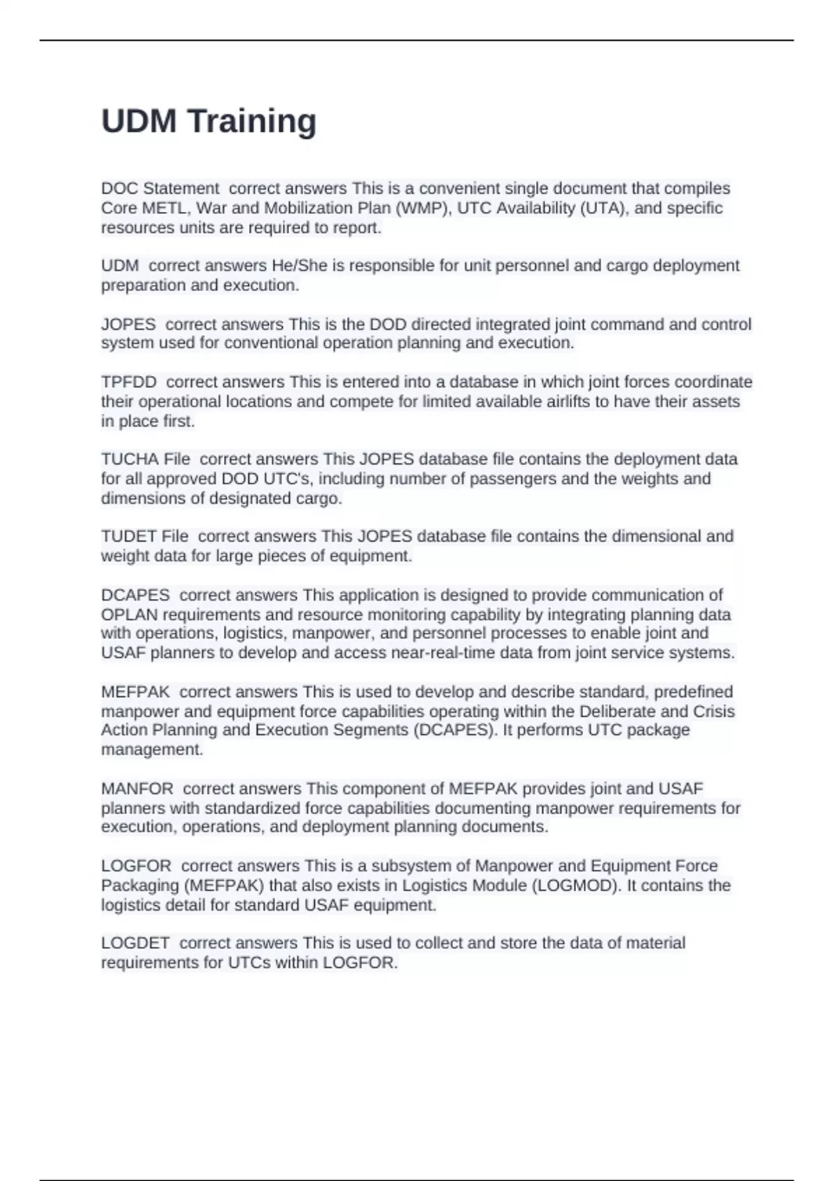 UDM EXAM WITH CORRECT ANSWERS 2024 - UDM Training - Stuvia US