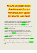 MT AAB Chemistry Exam &vert; Questions and Correct Answers &vert; Latest Update 2024&sol;2025 &vert; 100&percnt; PASS
