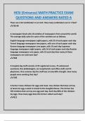 HESI &lpar;Entrance&rpar; MATH PRACTICE EXAM  QUESTIONS AND ANSWERS RATED A 