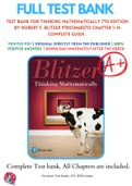 Test Bank For Thinking Mathematically 7th Edition By Robert F. Blitzer 9780134683713 Chapter 1-14 Complete Guide .