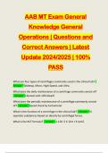 AAB MT &lpar;MEDICAL TECHNOLOGIST&rpar; PACKAGE DEAL EXAMS&colon;&colon;&colon;&colon; QUESTIONS AND CORRECT ANSWERS &vert; LATEST UPDATE 2024&sol;2025