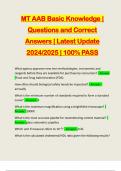 MT AAB Basic Knowledge &vert; Questions and Correct Answers &vert; Latest Update 2024&sol;2025 &vert; 100&percnt; PASS