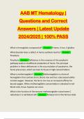 AAB MT Hematology &vert; Questions and Correct Answers &vert; Latest Update 2024&sol;2025 &vert; 100&percnt; PASS
