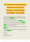 AAB MT &lpar;MEDICAL TECHNOLOGIST&rpar; BUNDLED EXAMS&colon;&colon;&colon;&colon; QUESTIONS AND CORRECT ANSWERS &vert; LATEST UPDATE 2024&sol;2025