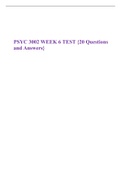 PSYC 3002 WEEK 6 TEST {20 Questions and Answers}