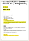 Essentials In Nutrition &lpar;BIOD 121&rpar; Final Exam &lpar;Q&A&rpar; - Portage Learning