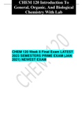 CHEM 120 Week 8 Final Exam LATEST 2023 SEMESTERS PRIME EXAM (JAN 2021) NEWEST EXAM